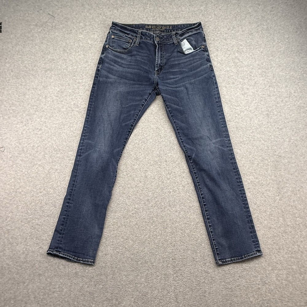 American Eagle Men's Next Level Flex Jeans 34x32 Light Wash Slim Straight Blue